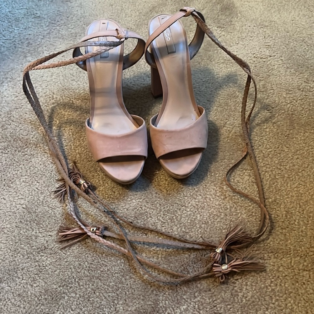 Aldo nude strappy platform heels